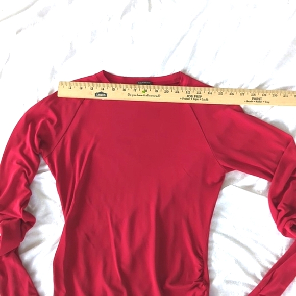 Sculpture Silk Top, silk fitted and ruched, Red.  Size M NWOT - Picture 5 of 9